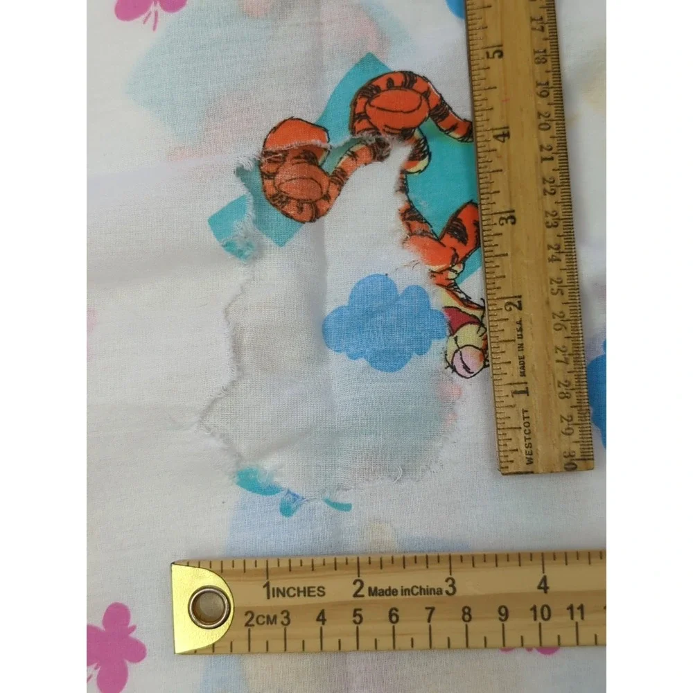 Vintage Winnie the Pooh squares butterflies Fabric piece part of sheet? 41x72 +